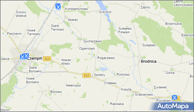 mapa Rogaczewo gmina Brodnica, Rogaczewo gmina Brodnica na mapie Targeo