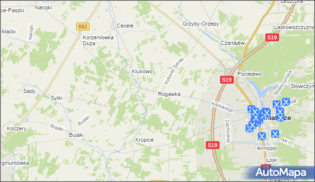 mapa Rogawka, Rogawka na mapie Targeo