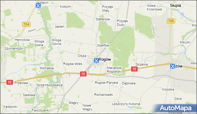 mapa Rogów powiat brzeziński, Rogów powiat brzeziński na mapie Targeo