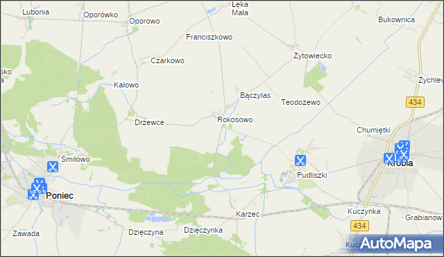 mapa Rokosowo Osada, Rokosowo Osada na mapie Targeo