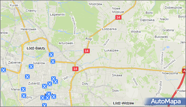 mapa Różki gmina Łódź, Różki gmina Łódź na mapie Targeo