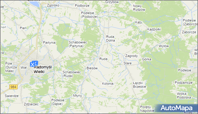 mapa Ruda gmina Radomyśl Wielki, Ruda gmina Radomyśl Wielki na mapie Targeo