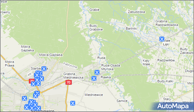 mapa Ruda gmina Skierniewice, Ruda gmina Skierniewice na mapie Targeo