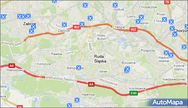 mapa Rudy Śląskiej, Ruda Śląska na mapie Targeo