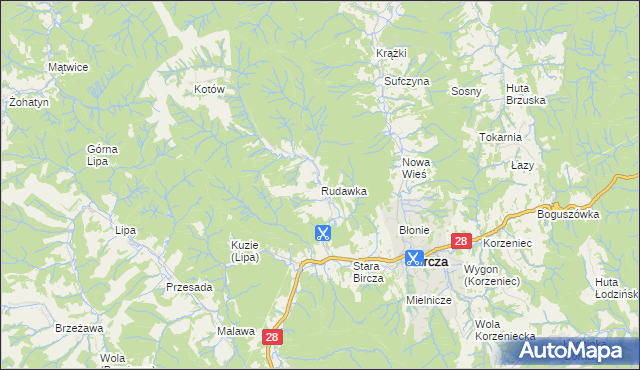 mapa Rudawka gmina Bircza, Rudawka gmina Bircza na mapie Targeo