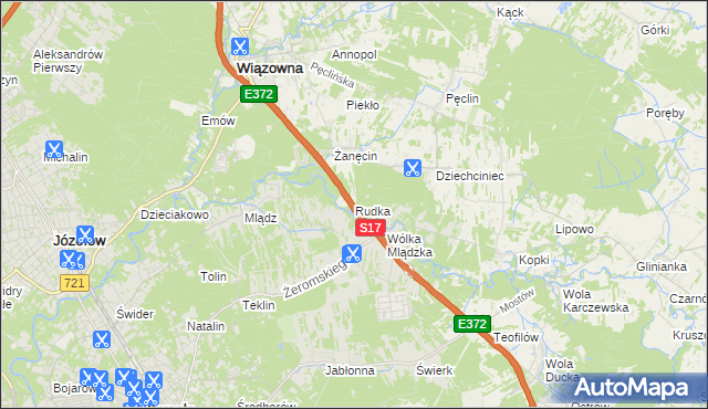 mapa Rudka gmina Wiązowna, Rudka gmina Wiązowna na mapie Targeo