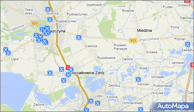 mapa Rudołtowice, Rudołtowice na mapie Targeo