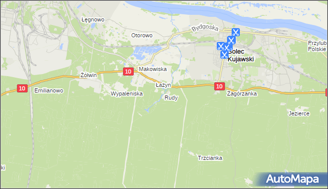 mapa Rudy gmina Solec Kujawski, Rudy gmina Solec Kujawski na mapie Targeo