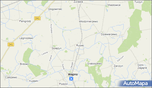 mapa Rusiec gmina Wapno, Rusiec gmina Wapno na mapie Targeo