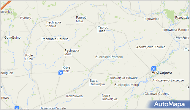mapa Ruskołęka-Parcele, Ruskołęka-Parcele na mapie Targeo