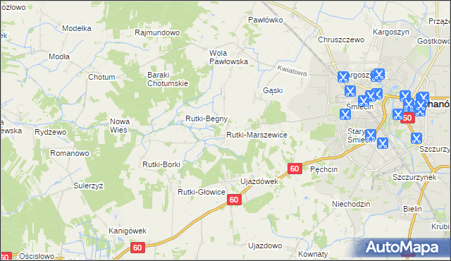 mapa Rutki-Marszewice, Rutki-Marszewice na mapie Targeo