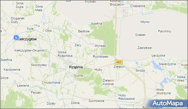 mapa Rychłowiec, Rychłowiec na mapie Targeo