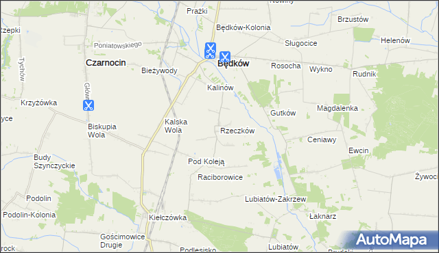 mapa Rzeczków gmina Będków, Rzeczków gmina Będków na mapie Targeo