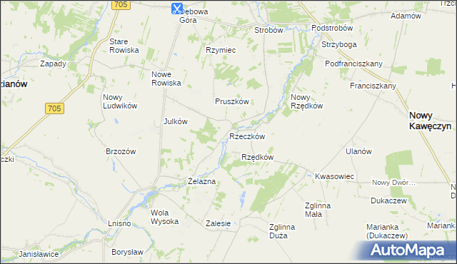 mapa Rzeczków gmina Skierniewice, Rzeczków gmina Skierniewice na mapie Targeo