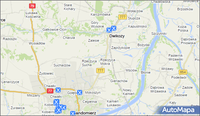 mapa Rzeczyca Mokra, Rzeczyca Mokra na mapie Targeo