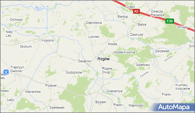 mapa Rzgów powiat koniński, Rzgów powiat koniński na mapie Targeo