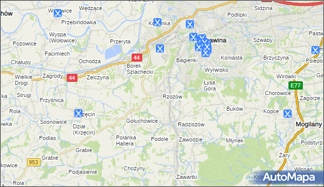 mapa Rzozów, Rzozów na mapie Targeo