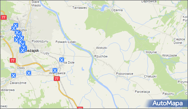 mapa Rzuchów gmina Leżajsk, Rzuchów gmina Leżajsk na mapie Targeo