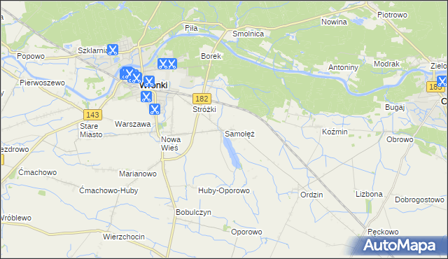mapa Samołęż, Samołęż na mapie Targeo