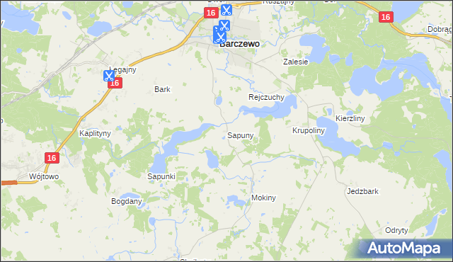 mapa Sapuny, Sapuny na mapie Targeo