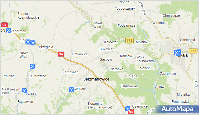 mapa Sąspów, Sąspów na mapie Targeo