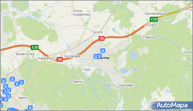 mapa Sianów, Sianów na mapie Targeo