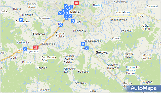 mapa Siary, Siary na mapie Targeo