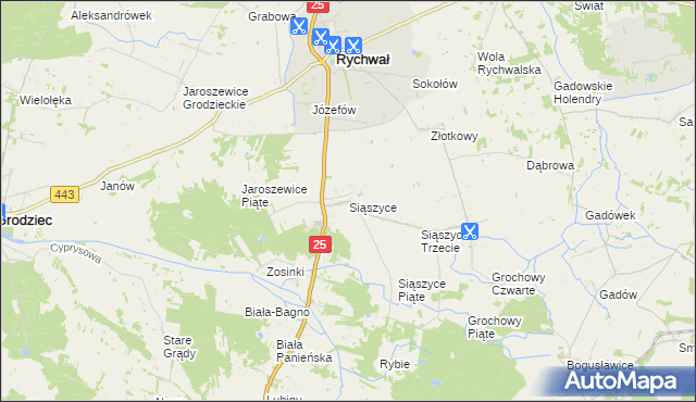 mapa Siąszyce, Siąszyce na mapie Targeo