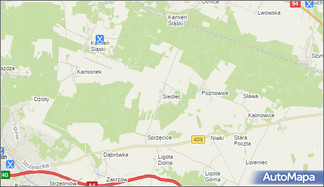 mapa Siedlec gmina Izbicko, Siedlec gmina Izbicko na mapie Targeo