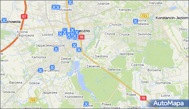 mapa Siedliska gmina Piaseczno, Siedliska gmina Piaseczno na mapie Targeo