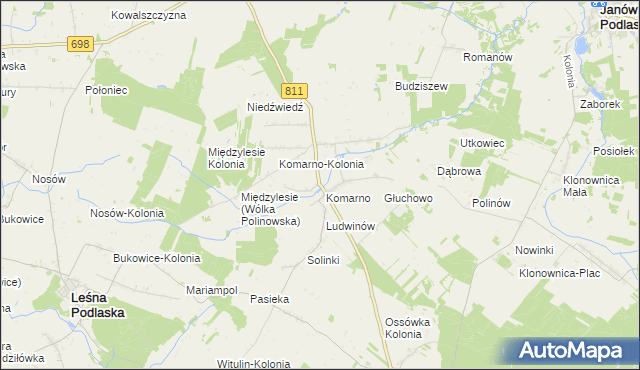 mapa Siekierka gmina Konstantynów, Siekierka gmina Konstantynów na mapie Targeo