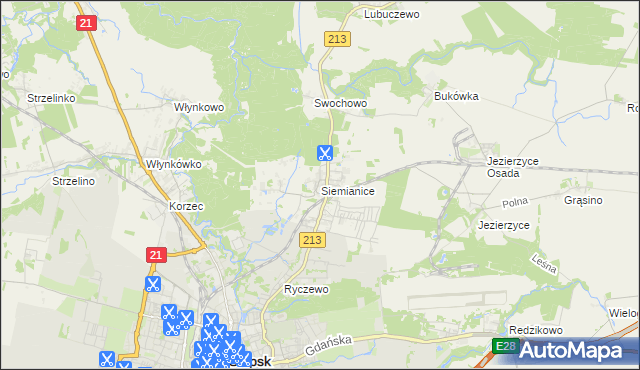 mapa Siemianice gmina Słupsk, Siemianice gmina Słupsk na mapie Targeo