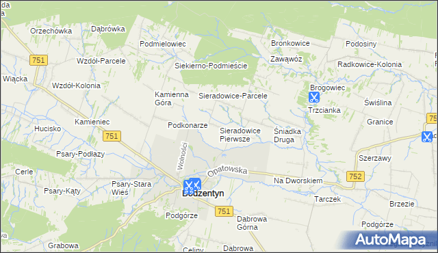 mapa Sieradowice Pierwsze, Sieradowice Pierwsze na mapie Targeo