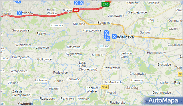 mapa Siercza, Siercza na mapie Targeo