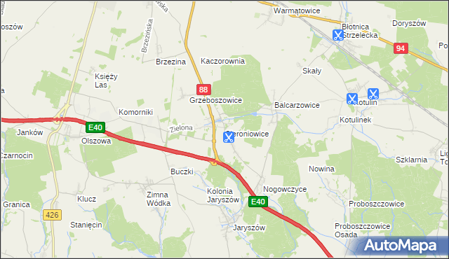 mapa Sieroniowice, Sieroniowice na mapie Targeo