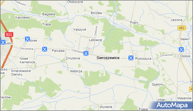 mapa Sieroszewice, Sieroszewice na mapie Targeo