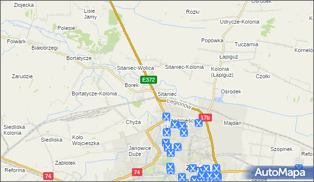 mapa Sitaniec, Sitaniec na mapie Targeo