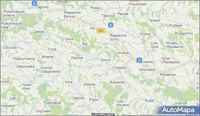 mapa Sitnica gmina Biecz, Sitnica gmina Biecz na mapie Targeo