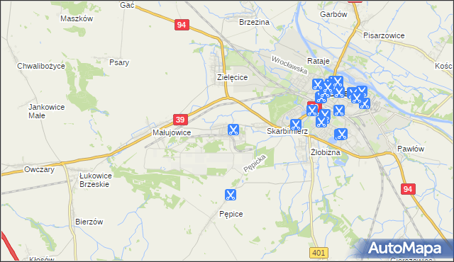 mapa Skarbimierz-Osiedle, Skarbimierz-Osiedle na mapie Targeo