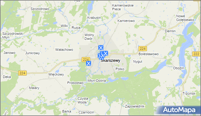 mapa Skarszewy powiat starogardzki, Skarszewy powiat starogardzki na mapie Targeo