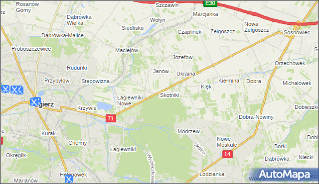mapa Skotniki gmina Zgierz, Skotniki gmina Zgierz na mapie Targeo
