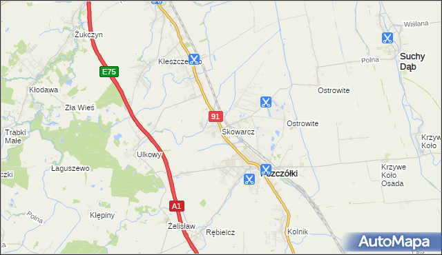 mapa Skowarcz, Skowarcz na mapie Targeo