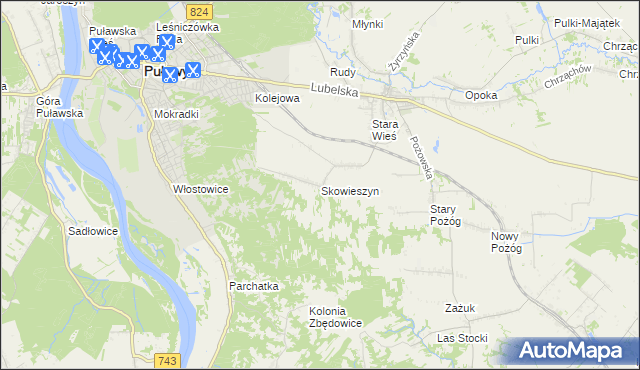 mapa Skowieszyn, Skowieszyn na mapie Targeo