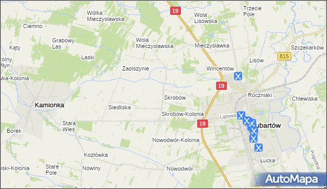 mapa Skrobów, Skrobów na mapie Targeo