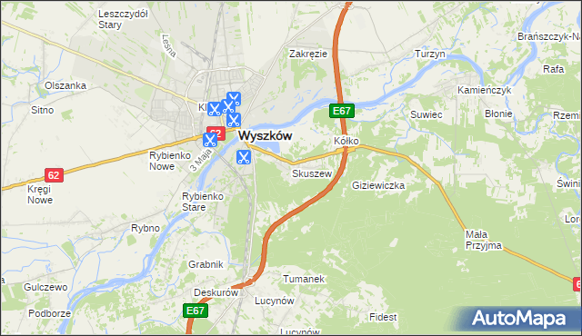 mapa Skuszew, Skuszew na mapie Targeo