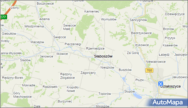 mapa Słaboszów, Słaboszów na mapie Targeo