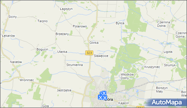 mapa Sławęcice gmina Góra, Sławęcice gmina Góra na mapie Targeo