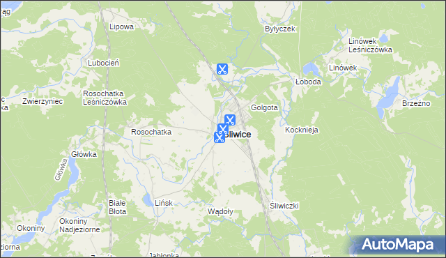 mapa Śliwice powiat tucholski, Śliwice powiat tucholski na mapie Targeo