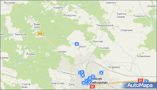 mapa Słocin, Słocin na mapie Targeo