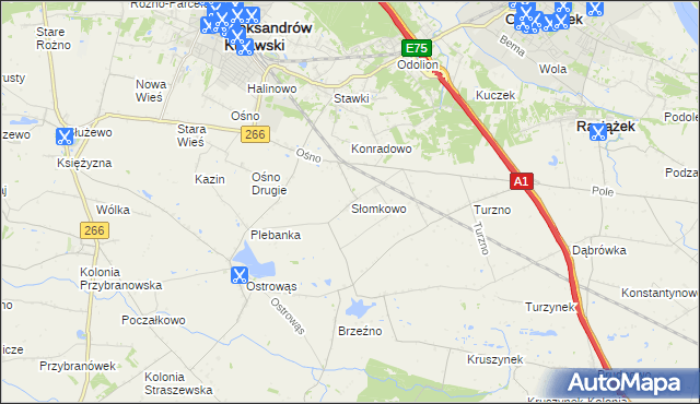 mapa Słomkowo gmina Aleksandrów Kujawski, Słomkowo gmina Aleksandrów Kujawski na mapie Targeo